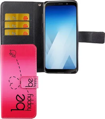 Produktbild von Handyhülle Tasche für Handy Samsung Galaxy A8 2018 Be Happy Pink