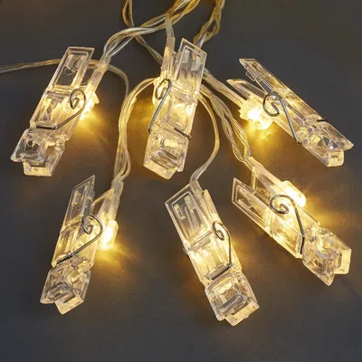 Produktbild von LED Foto-Lichterkette 40 warmweiße LEDs mit Klammern, USB & Batterie, Innen 523096