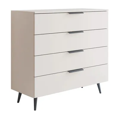 Produktbild von Kommode LINA KASZMIR 1D4S auf hohen Beinen schwarz/Kaschmir mit LED-Beleuchtung, Breite 95 cm