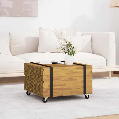 Obrázek produktu pro Maison Exclusive – Konferenční stolek hnědý, rozměry 60 x 60 x 38 cm, masivní teakové dřevo