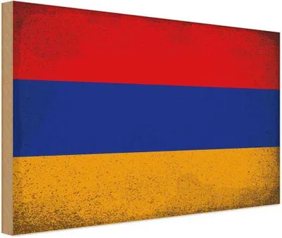 Produktbild von vianmo Holzschild 20x30 cm Armenien Armenia Vintage Flagge Fahne Wappen