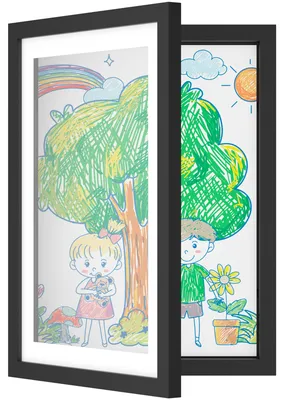 Image de Cadre pour dessins d’enfants A4 - Cadre photo à ouverture frontale - Cadre d’exposition pour dessins - Cadre interchangeable A4 Avalo