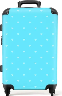 Produktbild von NoBoringSuitcases.com® Großer Koffer - Herzen - Blau - Muster - Kombinationsschloss TSA - Hartschalen Trolley 4 Rollen - 72 liter - Reisekoffer - 66 cmKoffer Mittelgroß 67x43x25 cm, 72L,