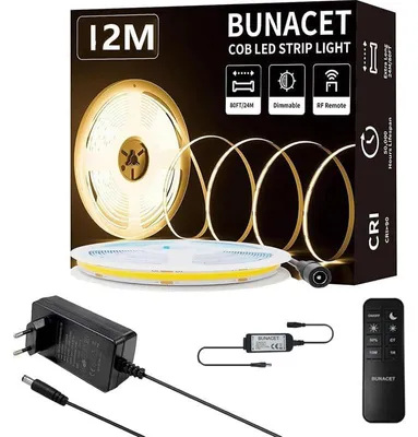 Obrázek produktu pro Pásek LED COB 12m 3000K 24V stmívatelný dálkový ovladač LED zdroj světla