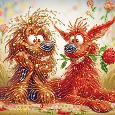 Produktbild von Diamantstickerei Ingwerhunde 30x30 cm