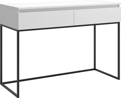 Produktbild von Selsey Bemmi - Schminktisch Schreibtisch, Weiß mit schwarzem Metallgestell, 120 cm