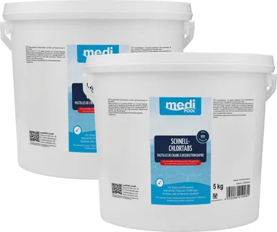 Produktbild von mediPOOL Schnell-Chlor Tabs 20 g, Schnellchlortabletten, Chlortabletten, Poolreinigung Inhalt:5 kg