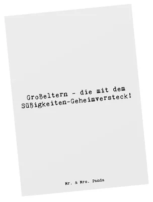 Produktbild von Mr. & Mrs. Panda Postkarte Spruch Großeltern Süßigkeiten - Weiß - Geschenk, Generationen, Enkelkinder, Grußkarte, Fotokarte, Ansichtskarte, Liebe, Familienleben, Weisheit