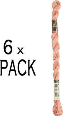 Immagine prodotto di 6 fili di cotone perlato DMC, spessore 5, lunghezza 15 metri, codice colore 115ar/5-758