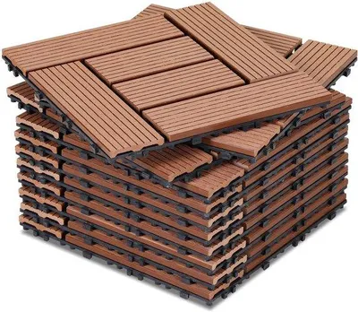 Imagen del producto de Juego de baldosas de terraza WPC de 6 m², baldosas resistentes para balcón y jardín, color marrón, 30x30 cm