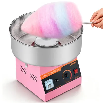 Zuckerwattemaschine 1000 W, 38 cm Edelstahl, 3500 U/min, rosa
