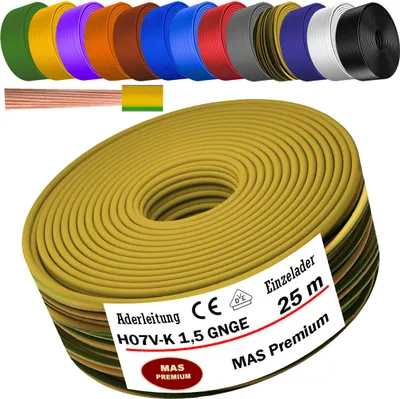 Produktbild von 25m Aderleitung H07 V-K CNCE 1x1,5 mm² Grün/Gelb Einzelader flexibel