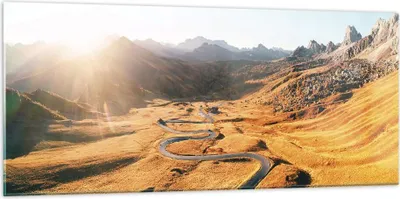 Produktbild von Bilder auf glas - Einteilig - Sonne Berge Weg - 120x50cm - Glasbilder - Wandbilder - Bilder - zum Aufhängen bereit - Wanddekoration aus Glas - Glas Bilder - Wandbild auf Glas - GAB120x50-4836