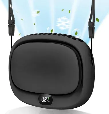 Produktbild von Tragbarer Halsventilator, USB-ladbar, 5 Geschwindigkeiten, für zu Hause und unterwegs