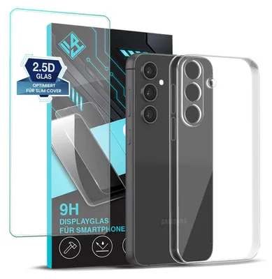 Produktbild von Handyhülle für Samsung Galaxy S23 FE mit 9H Displayglas Displayschutz Hülle Transparent Flexibel Elastisch Case Cover Backcover Schutzhülle
