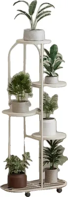 Immagine prodotto di Scaffale per piante, Design a cinque livelli, Facile mobilità, Bianco 5 livelli, Bianco 5 livelli