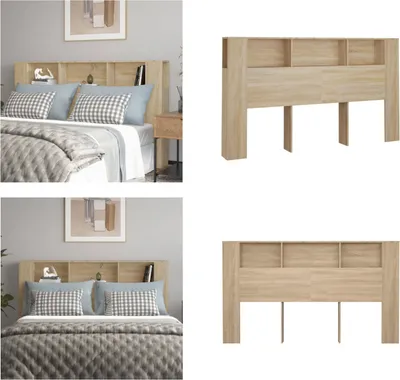Produktbild von vidaXL Kopfteil mit Ablagen Sonoma Eiche 180x18,5x104,5 cm - Kopfteil Mit Ablagen - Kopfteile Mit Ablagen - Kopfteil-Schrank - Kopfteilschrank