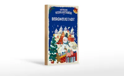 Produktbild von Holzschild Weihnachtsgrüße BERGNEUSTADT Geschenk Dekoration 12x18cm