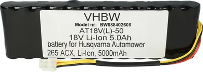 Produktbild von vhbw Akku Ersatz für Husqvarna 597 21 32-01, 597 21 32-02, 597 21 32-03, 590 71 65-02 für Rasenmäher (5000mAh 18V Li-Ion)