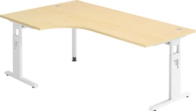 Produktbild von bümö Schreibtisch Serie-O - Nachbildung Ahorn, Größe: Eckschreibtisch 200 x 120 cm, Gestell: Weiß