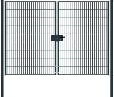 Produktbild von Drahtgittertor 2-flügelig, Durchgangslichte: 264 cm, Gesamtbreite inkl. Pfosten: 276 cm - Ausführung: anthrazit beschichtet, Höhe: 183 cm