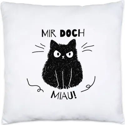Produktbild von Mir Doch Miau Im Nett Kissen mit Katzen und Herzen Motiv für Katzenliebhaber Katzenliebe Mieze Büsi