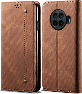 Image de OPPO Ace 2 Housse, LaimTop Denim Cuir Portefeuille Fermeture magnétique Flip Bookstyle Housse avec fonction stand pour OPPO Ace 2 OPPO Ace 2 Marron