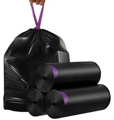 Immagine prodotto di Omgoods - Sacchi per rifiuti da 60 litri - 216 pezzi - Resistenti a strappi - Con cordoncino - Ideali per uso domestico, giardino e industriale - Dimensioni: 60 x 70 cm - Sacchi per la raccolta dei rifiuti