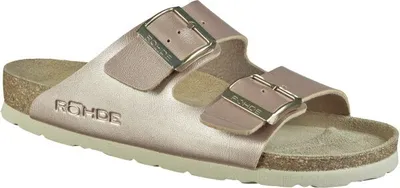 Produktbild von Rohde Alba, Damen Synthetik Biopantolette in lachs, Metallic Look, verstellbare Schnallen, Lederfußbett