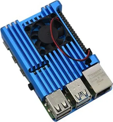 Produktbild von Armor Gehäuse mit Lüfter für Raspberry Pi 4 - verschiedene Farben : Blau Farbe: Blau