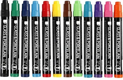 Produktbild von Creativ Company Glas- und Porzellanstift Set 12 Farben permanent