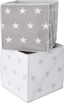 Produktbild von roba Aufbewahrungsbox 'Little Stars', Canvas-Box für Spielzeug, Deko, grau mit weißen Sternen