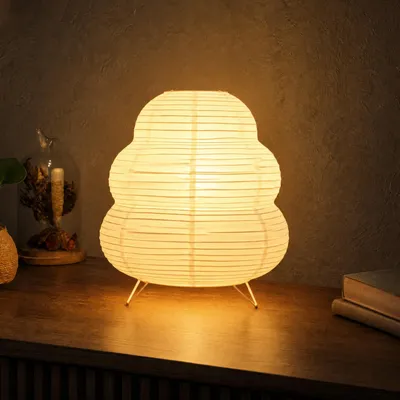 Papiertischlampe Retro-Laterne Reispapier, E14, 23 cm