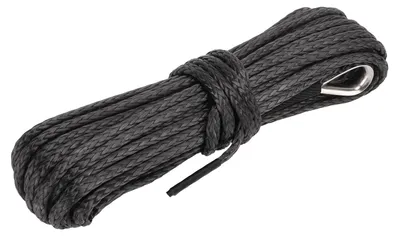 Image de Corde en nylon noir résistante à l'usure de 15 m (50 ft) de long pour treuils de remorque, adaptée aux SUV, camions, quads et UTV.