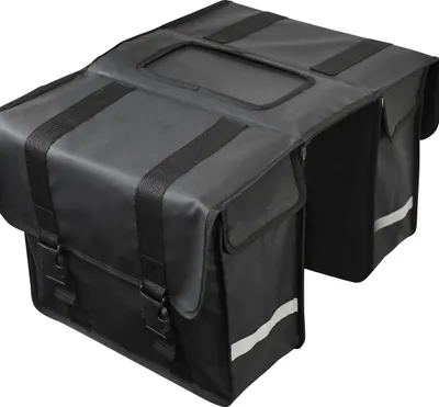 Produktbild von Strex Fahrradtasche Wasserdicht für Gepäckträger 40 Liter - Doppeltasche - Gepäcktasche - Schwarz - Mit Reflektoren - Elektrofahrrad
