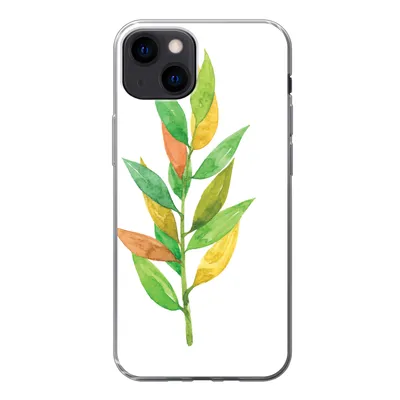 Produktbild von MuchoWow® Handyhülle Schutzhülle Hülle für iPhone 13 Aquarelle - Blätter - Pflanzen Silikon Softcase Handy Hülle - Karteninhaber