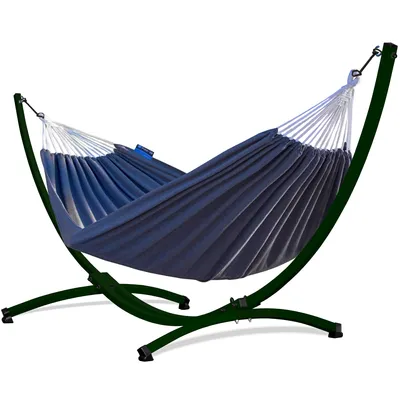 Produktbild von Potenza Outdoor Hängematte mit Gestell für 2 Personen I Baumwolle Doppelhängematte XXL 220x160, 200kg I Grün Hängemattengestell 220kg, wetterfest