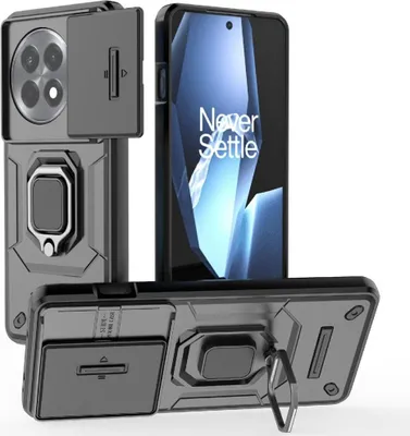 Produktbild von OnePlus 13R Hülle - Coverup Ring Ständer Back Cover mit Kamera Schutz - Schwarz