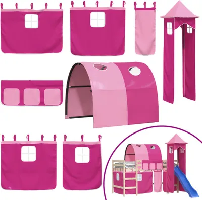 Produktbild von Vorhänge für Hochbett mit Tunnel und Turm Rosa