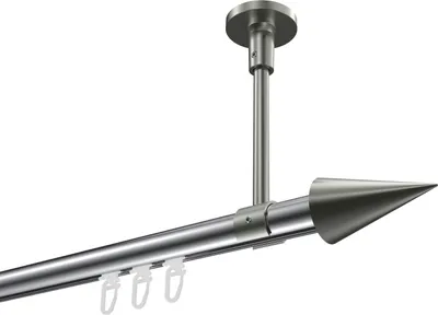 Produktbild von Interdeco Innenlaufstange / Gardinenstange mit Innenlauf Chrom / Edelstahl-Optik, Typ Sonette Savio (Kegel) Deckenmontage, 20 mm Ø 1-läufig, 260 cm