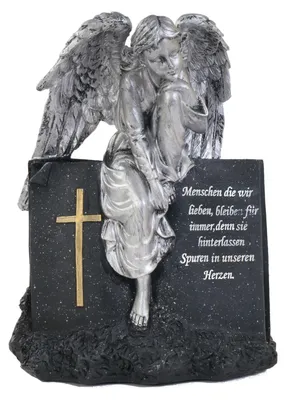 Produktbild von Grab-Spruchstein Engel sitzend 28cm Grabschmuck Gedenkstein Grabdeko Grabengel