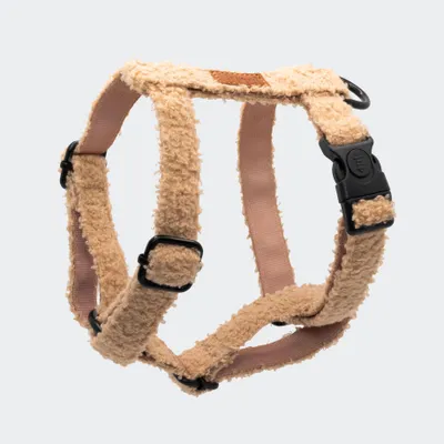 Produktbild von Teddy Hundegeschirr beige Größe L  – weich, verstellbar mit Sicherheitsverschluss