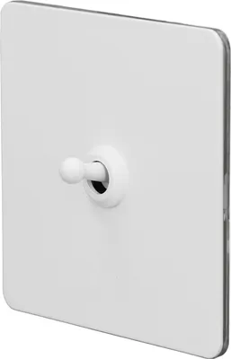 Imagen del producto de Interruptor de pared, montaje simple, con palanca abatible, control doble, para corriente alterna de 250V, con borde cuadrado, panel de metal de acero inoxidable, color blanco