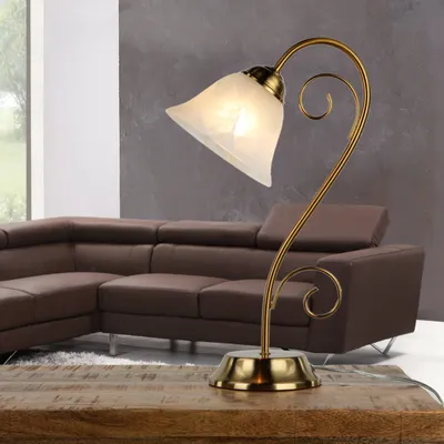 Obrázek produktu pro Stolní lampa bílá mosaz E14 43 cm skleněná kovová stolní lampa na čtení