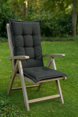Produktbild von Madison Tuinstoelkussen hohe Rückenlehne 50x123 cm Rib schwarz, wetterfest und pflegeleicht