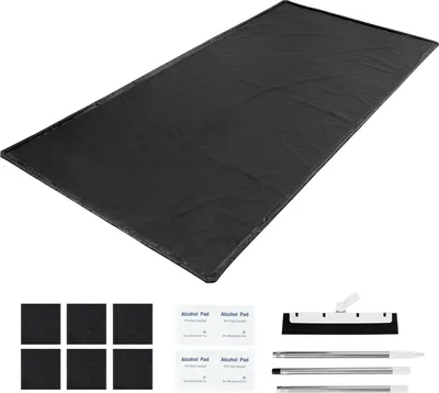 Obrázok produktu pre SucceBuy PVC podlahová rohož do garáže protišmyková (2,4 x 4,9 x 0,03 m) so stierkou, odolná a vodoodpudivá ochranná rohož na starostlivosť o podlahu proti snehu, dažďu a blatu, čierna garážová rohož