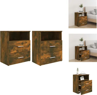 Image de vidaXL Tables de chevet 2 pcs. Chêne fumé 50x32x60 cm - Tables de chevet