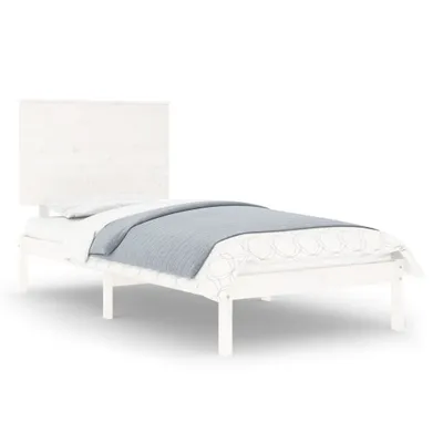 Image de vidaXL Lit en bois massif sans matelas blanc 100x200 cm en pin