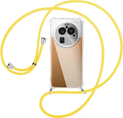 Produktbild von Handykette Backcover-Schutzhülle mit Band (Metall silberfarben) für Oppo Find X6 Pro (PGEM110,PGEM10) - gelb