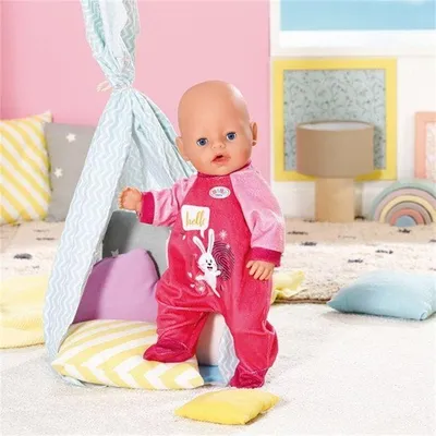 Zdjęcie produktu dla Kombinezon - BABY BORN - Różowy - Wzór króliczka - Z wieszaczkiem - Dla lalki 43 cm